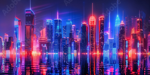 Cyberpunk glowing neon sci fi city © Mykhaylo