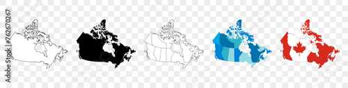Map of Canada icon. Linear icon. Transparent background. Vector isolated elements. Canada map icon line symbol.