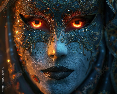 Carnival Mask, Intricate Venetian mask, mysterious tradition, 3D render © Katawut