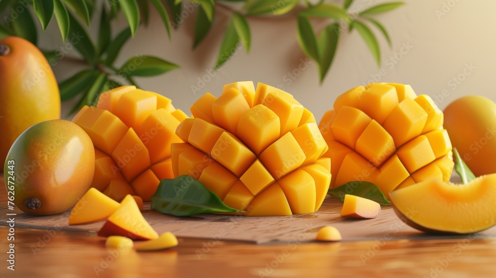Mango fruit on wooden background