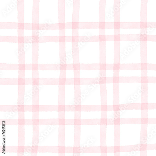 Pink Plaid Hand Drawn Background Overlay