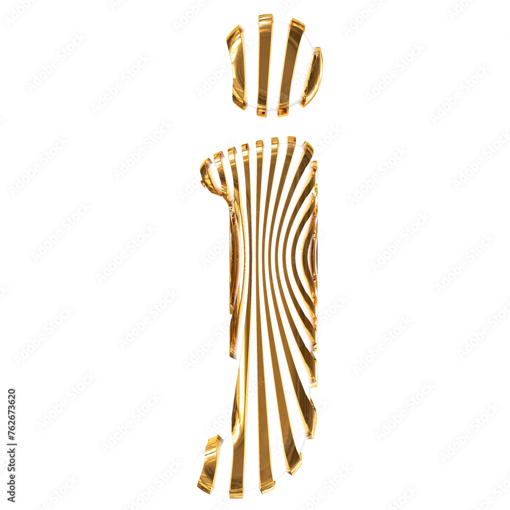 White symbol with gold vertical ultra-thin straps. letter j White symbol with gold vertical ultra-thin straps. letter j