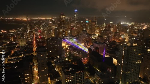 Wallpaper Mural Aerial video of the city of San Francisco at night. USA Torontodigital.ca
