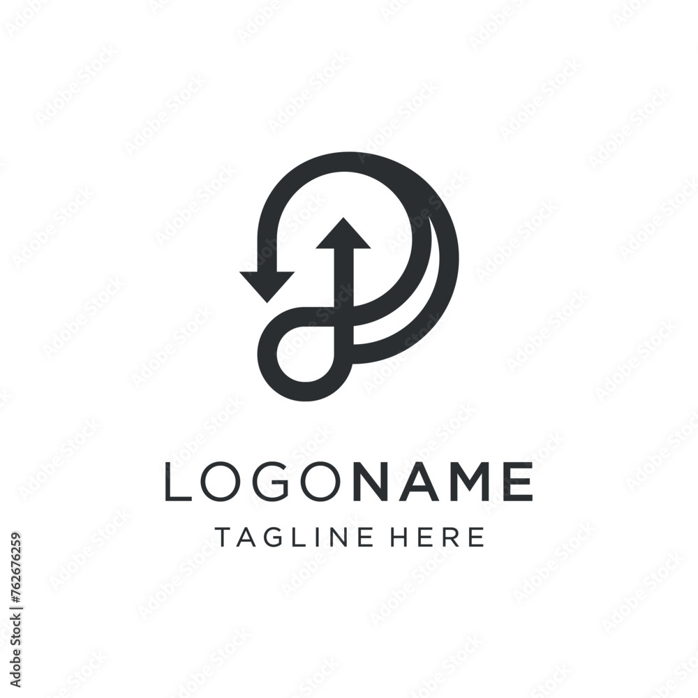 Logo design vector
P and flat arrow, modern design 