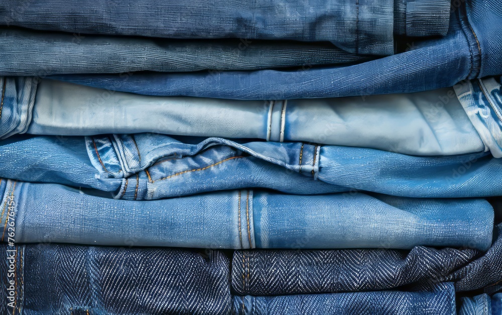 Denim Ensemble: A Collection of Crumpled Blue Jeans