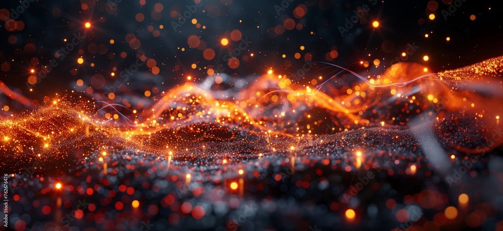 Fototapeta premium futuristic lines and waves, data technology and data visualization abstract background.