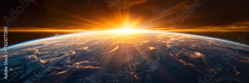 Sunset space banner: Mesmerizing Earth's dusk from above © Oleksandr
