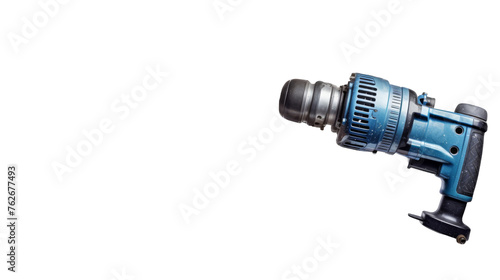 Close-up of a modern power tool in action on a white backdrop