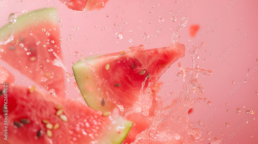 Watermelon splattering into pieces Watermelon splattering into pieces