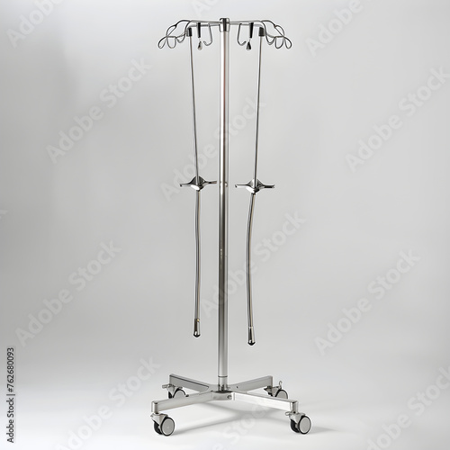 Stainless Steel IV Pole in a Hospital Environment - A Symbol of Medical Care and Support photo