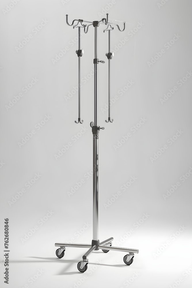 Stainless Steel IV Pole in a Hospital Environment - A Symbol of Medical Care and Support