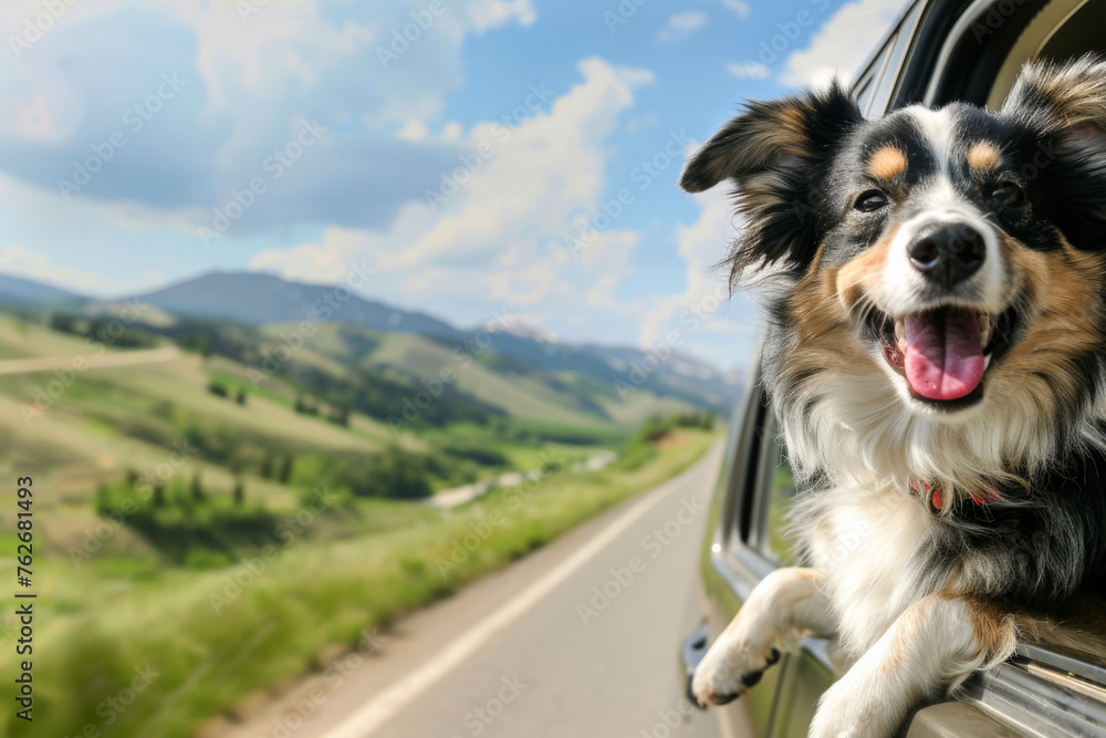 Joyful Journey Happy Dog Enjoying A Road Trip Adventure With Ears
