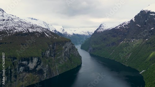 Geiranger in Sunnmore, Norway. Known for the Geirangerfjord, Seven sisters and Gjerdefossen waterfal photo