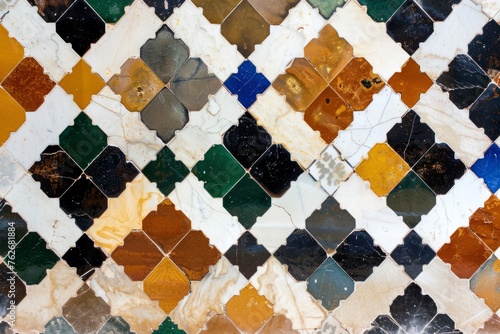 geometric tile patterns, showcasing their intricate designs and varied colors, suitable for background or texture use Generative AI