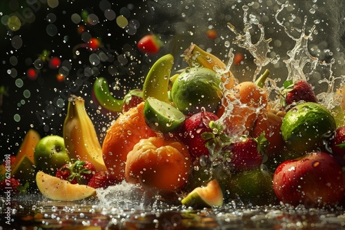 fruit water splashes drops oranges