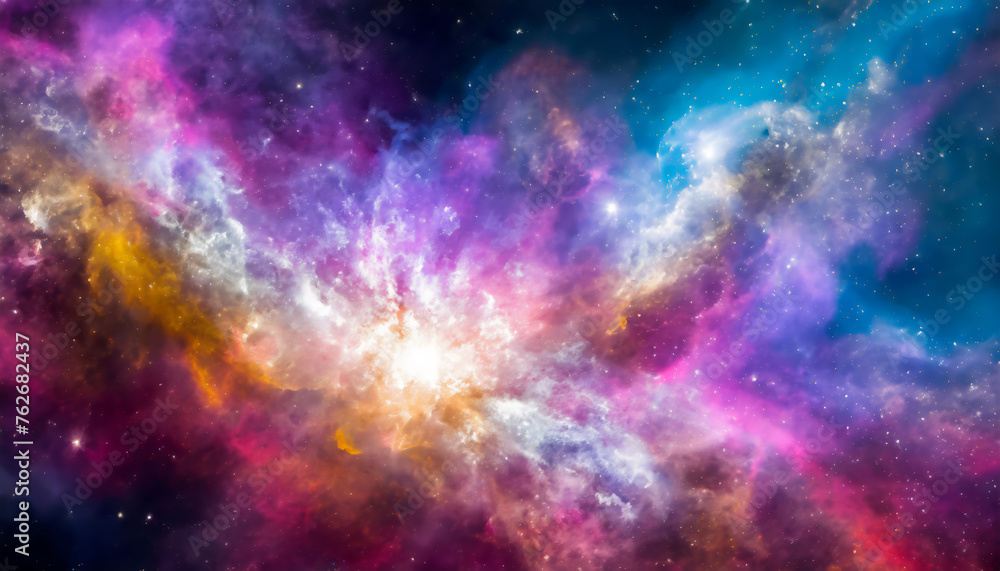 Colorful space galaxy cloud nebula. Stary night cosmos. Universe science astronomy. Supernova