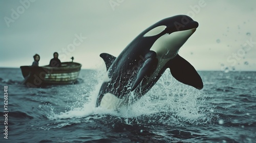 Majestic Orca Leaping Out of Water