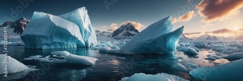 Melting icebergs and glaciers due to climate change photo