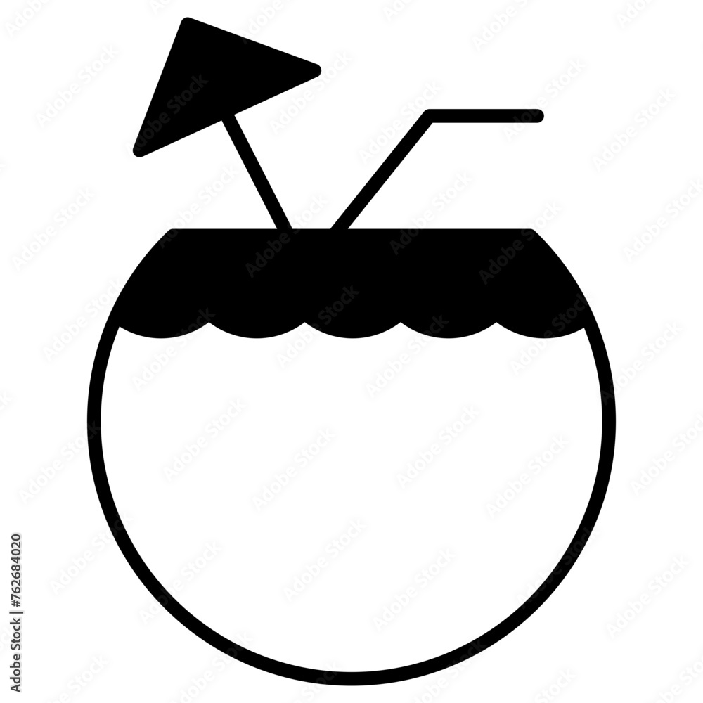 Vector Icon Beach, coconut, drink, juice, summer Vector Icon Beach, coconut, drink, juice, summer