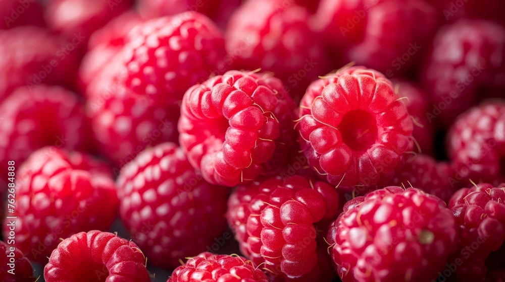 Fresh Ripe Raspberries Captured in Vibrant Close-Up Fresh Ripe Raspberries Captured in Vibrant Close-Up