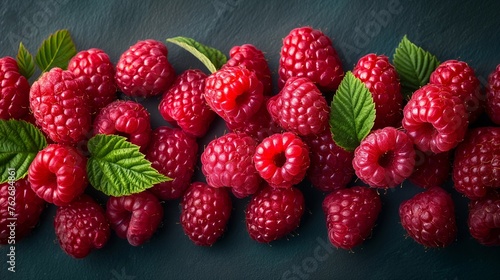 Vibrant and Ripe Red Raspberries in a Close-Up View