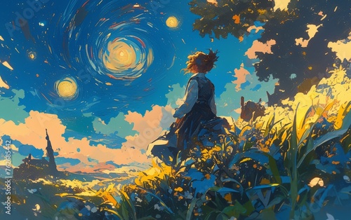 Anime Rendition: Van Gogh's Starry Night