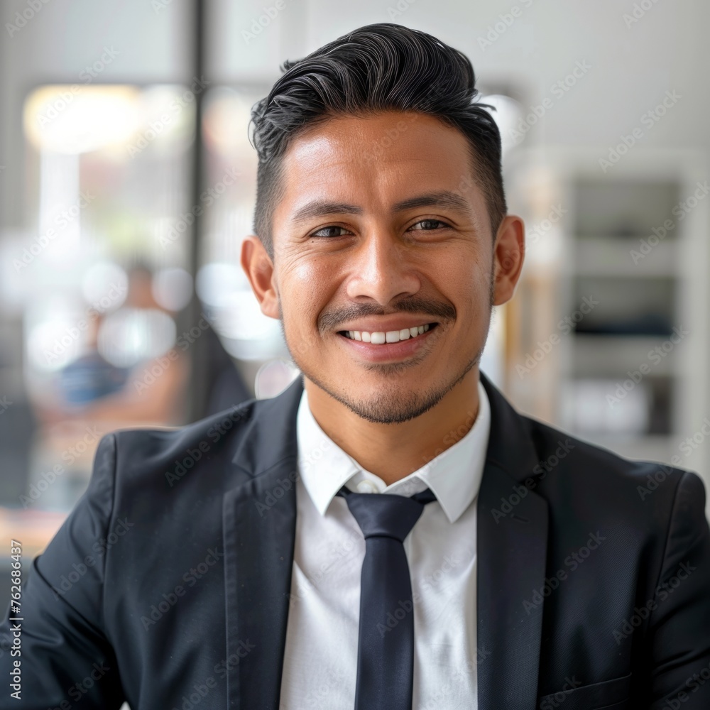Smiling Hispanic businessman 30-40 years old, active business man in front of his office Smiling Hispanic businessman 30-40 years old, active business man in front of his office
