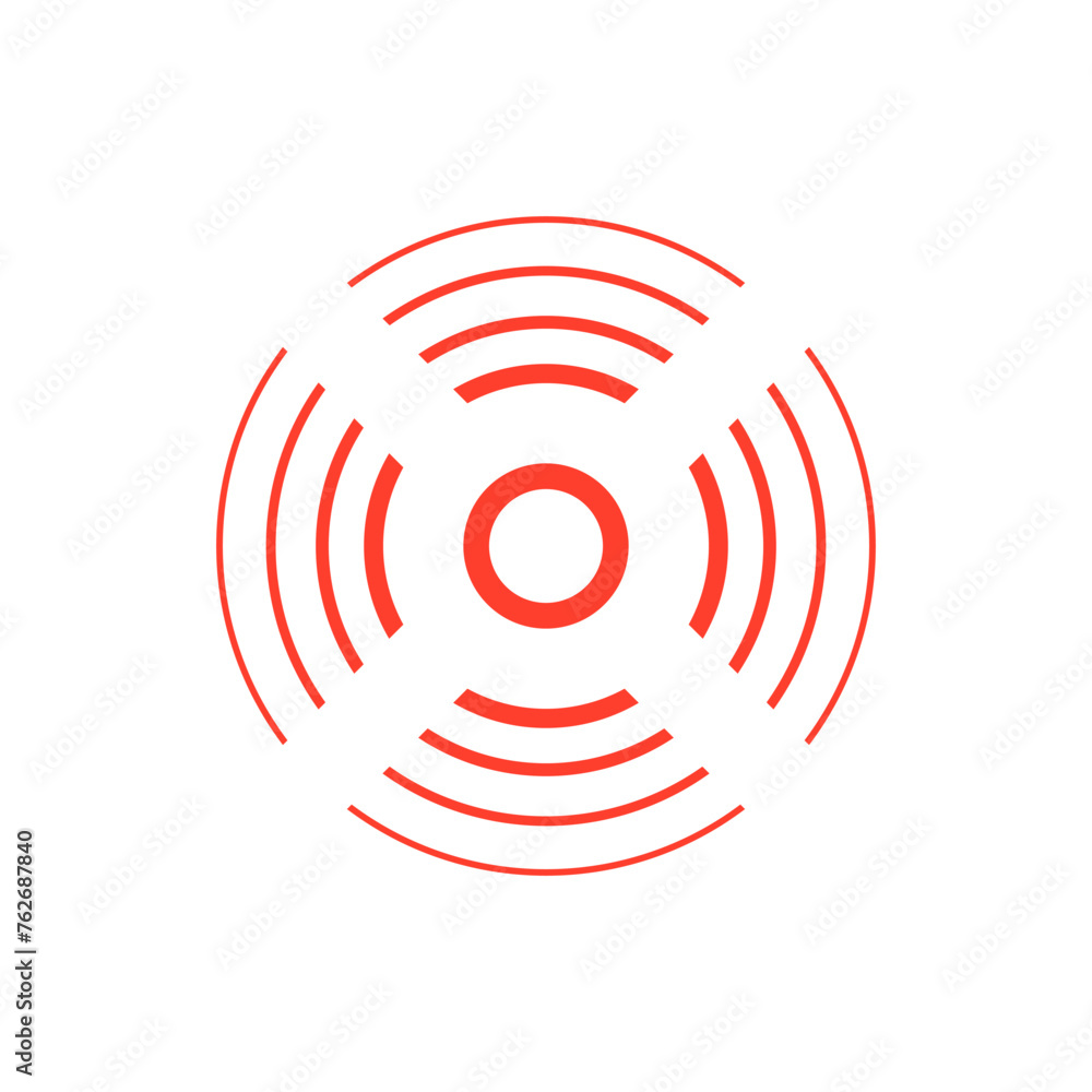 Radar, concentric circle, round red pain center vector icon Radar, concentric circle, round red pain center vector icon