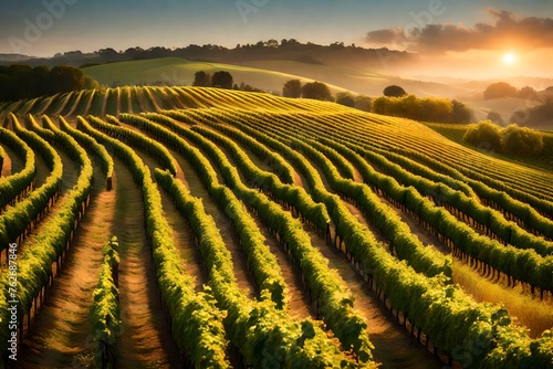 vineyard in the sunset