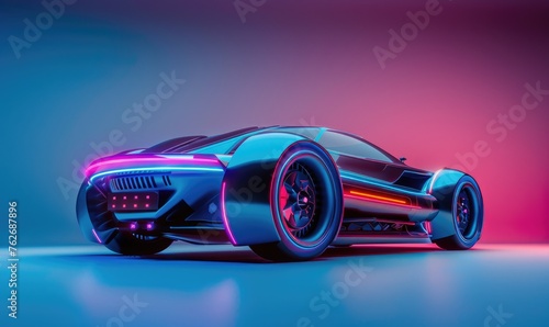 A modern futuristic car, gradient background