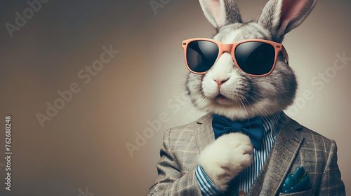 cool easter bunny in suit and glasses 