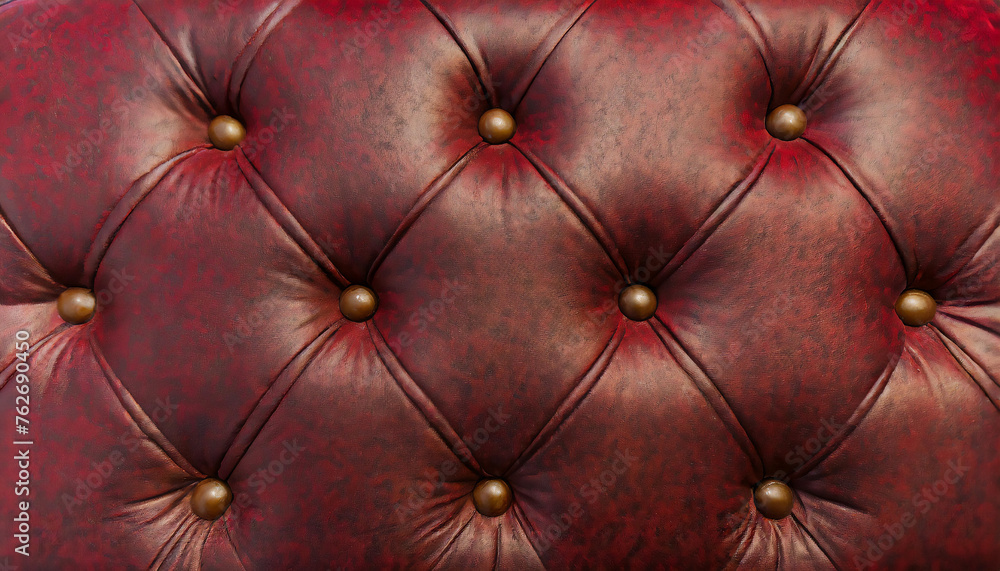 Fototapeta premium Dark red retro vintage sofa textile leather fabric texture background - Upholstered