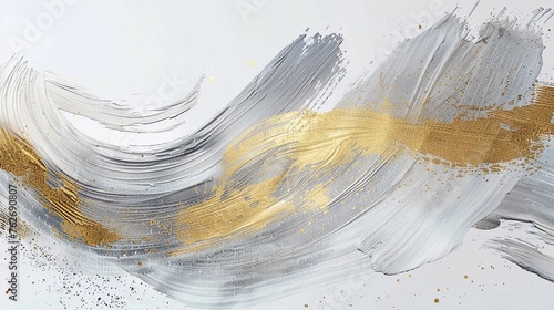 Textured Gold and Silver Paint Brush Strokes Isolated on a White Background