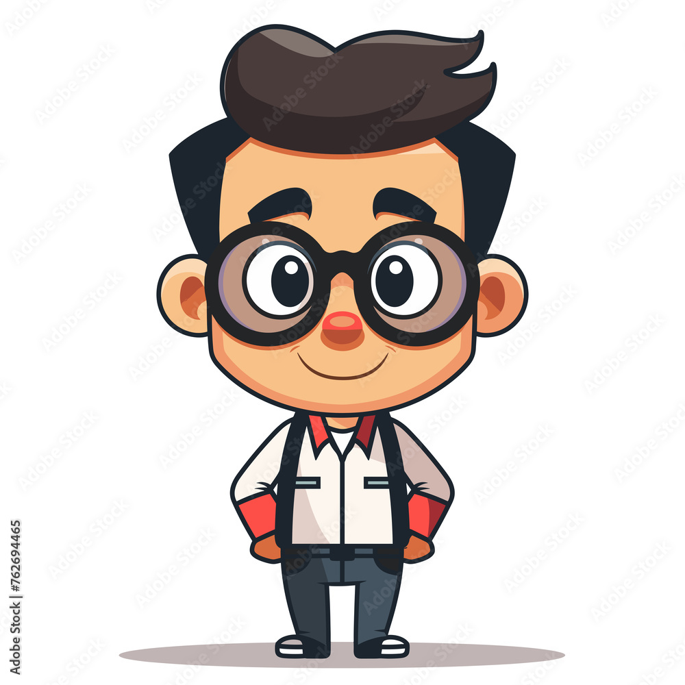 Charming Nerd Character, Big Glasses, Smart Casual Style