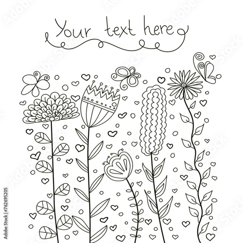 Card with hand draw floral elements. Arabic, oriental, indian motiv. Traditional ornament, paisley. Vector illustration