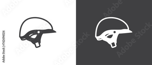 Classic and slim Motorcycle helmet. Safety riding icon. Retro helmet vector illustration in black and white background.