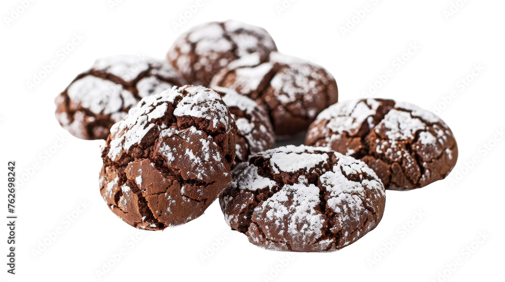 Gourmet Chocolate Crinkle Cookies Isolated on Transparent Background