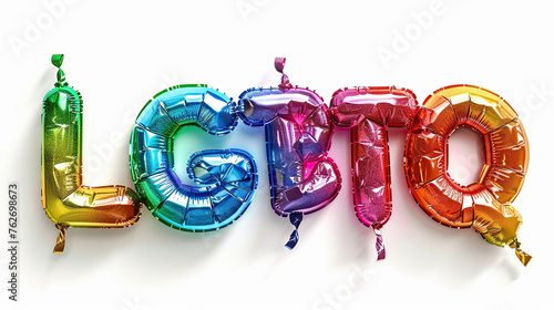 LGBTQ concept, the word LGBTQ written in colorful text on a white  background, can be used as web banner or header, card , poster, diversity  photo