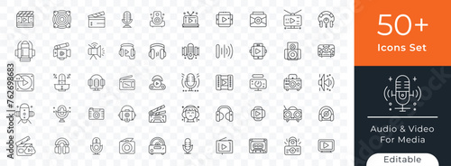 Premium Audio and Video Icon Set - Perfect for Multimedia, Web & App Development, Modern Vector Graphics