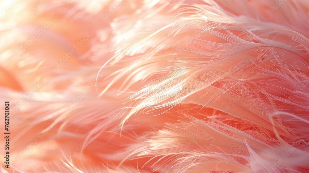  A close-up image of a pink bird's feathers with a clear view of the back and no blurriness