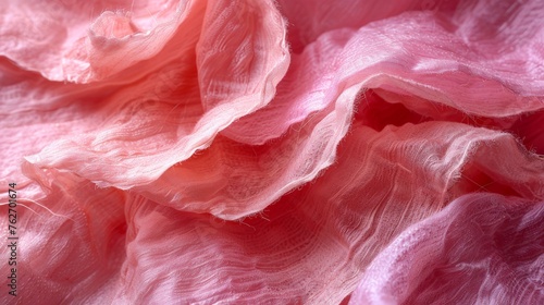 A pink fabric with abundant ruffles on its base