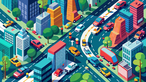 A modern cars in a city where are traffic jam vector art 
