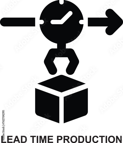 duration, lead time, production, manufacturing, time, just in time, productivity expanded solid or glyph style icon for web mobile app presentation printing