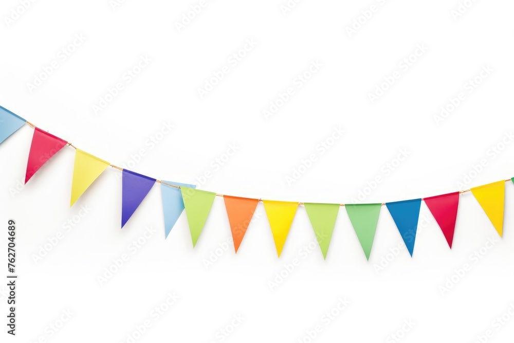 Festive Colorful Pennant Banner on White Festive Colorful Pennant Banner on White