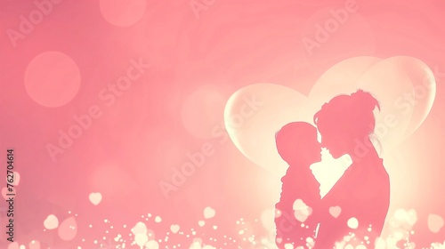 a pink background with a mother and son outline  a mothers day background  a pink color mothers Day background  a pink love background  a love background  mother and son love  love pink background