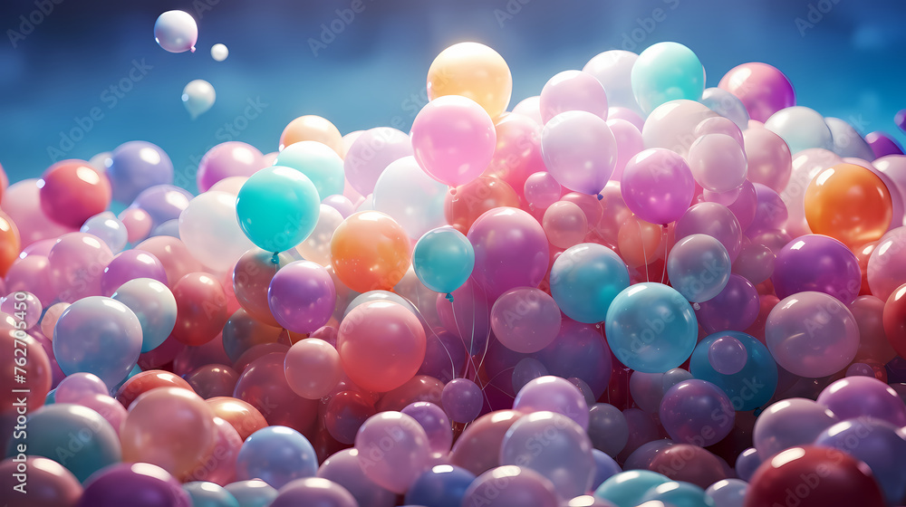 Colorful birthday balloons create a cheerful atmosphere Colorful birthday balloons create a cheerful atmosphere