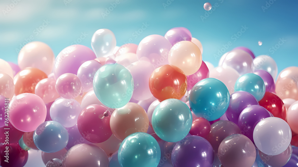 Colorful birthday balloons create a cheerful atmosphere Colorful birthday balloons create a cheerful atmosphere