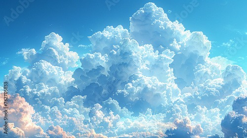 Fluffy cloud formation against blue sky photo