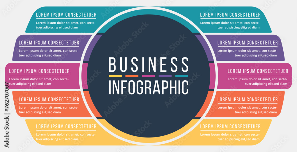 Infographics 5 Options comparison 10 steps information design template