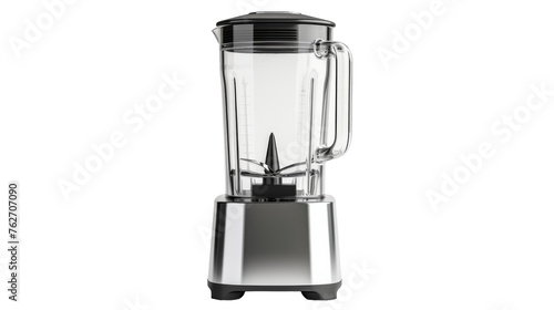 A sleek silver blender with a black lid blending ingredients for a cosmic fusion smoothie photo